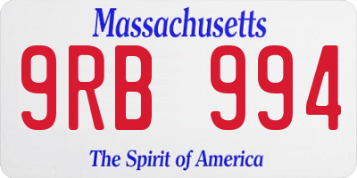 MA license plate 9RB994