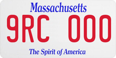 MA license plate 9RC000