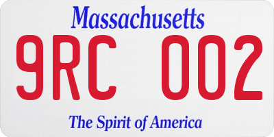 MA license plate 9RC002