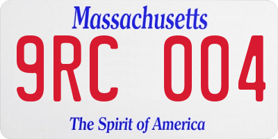 MA license plate 9RC004