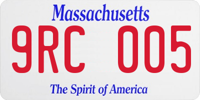 MA license plate 9RC005