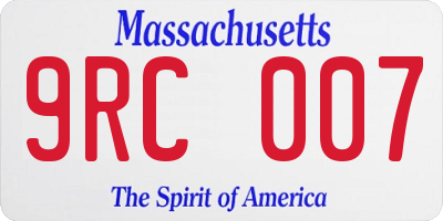 MA license plate 9RC007