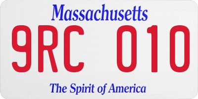 MA license plate 9RC010