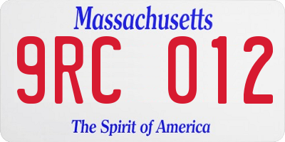 MA license plate 9RC012