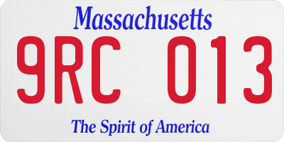 MA license plate 9RC013