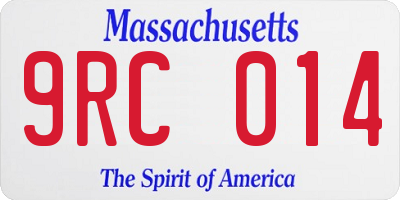MA license plate 9RC014