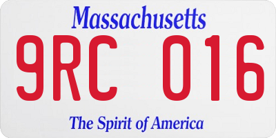 MA license plate 9RC016