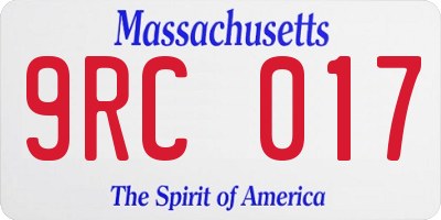 MA license plate 9RC017