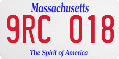 MA license plate 9RC018