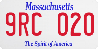 MA license plate 9RC020