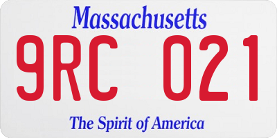 MA license plate 9RC021