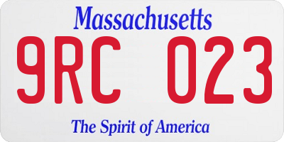MA license plate 9RC023