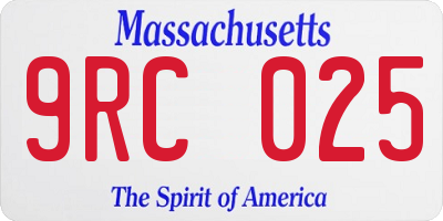 MA license plate 9RC025