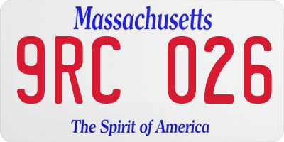 MA license plate 9RC026