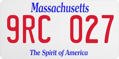 MA license plate 9RC027