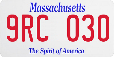 MA license plate 9RC030