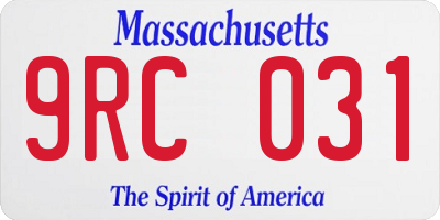 MA license plate 9RC031