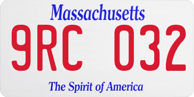MA license plate 9RC032