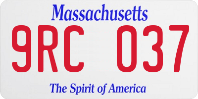 MA license plate 9RC037