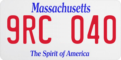 MA license plate 9RC040