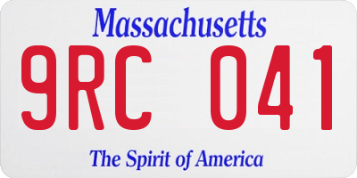 MA license plate 9RC041