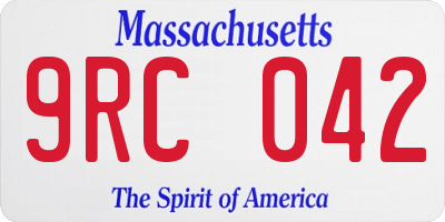 MA license plate 9RC042