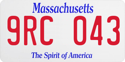 MA license plate 9RC043