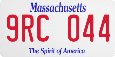 MA license plate 9RC044