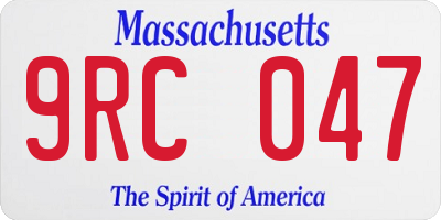MA license plate 9RC047