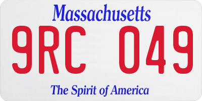 MA license plate 9RC049