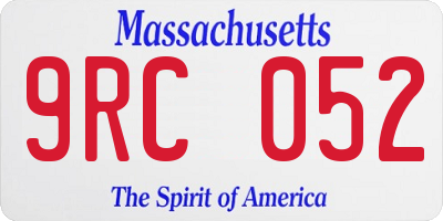 MA license plate 9RC052