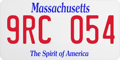 MA license plate 9RC054