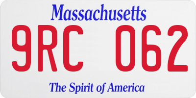 MA license plate 9RC062