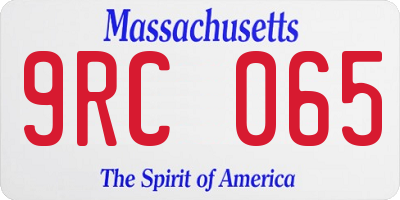 MA license plate 9RC065