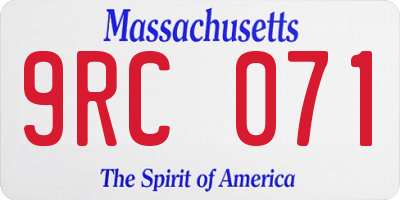 MA license plate 9RC071