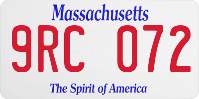 MA license plate 9RC072