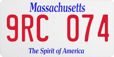 MA license plate 9RC074
