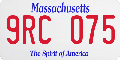 MA license plate 9RC075