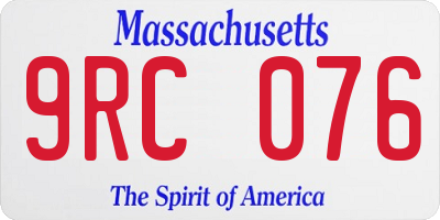 MA license plate 9RC076