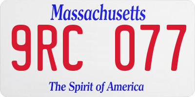 MA license plate 9RC077