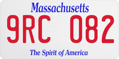 MA license plate 9RC082