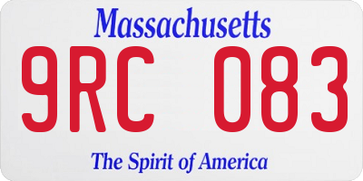 MA license plate 9RC083