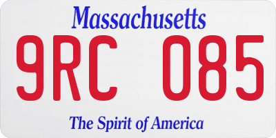 MA license plate 9RC085