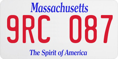 MA license plate 9RC087