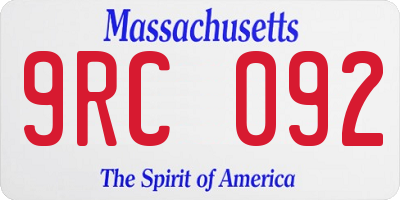 MA license plate 9RC092