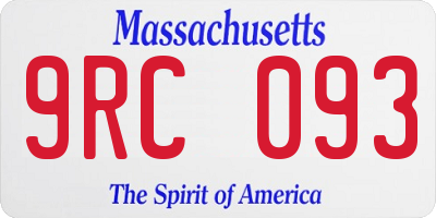 MA license plate 9RC093