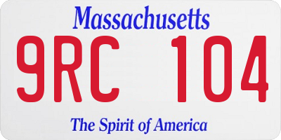 MA license plate 9RC104