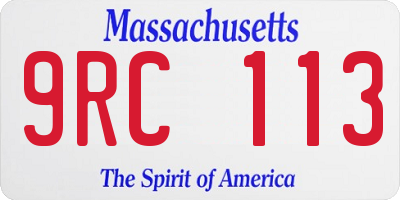 MA license plate 9RC113