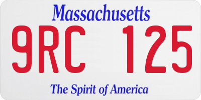 MA license plate 9RC125