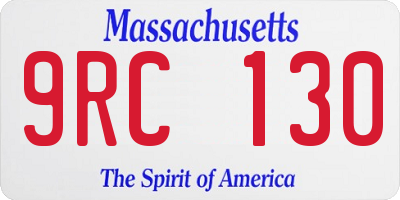 MA license plate 9RC130